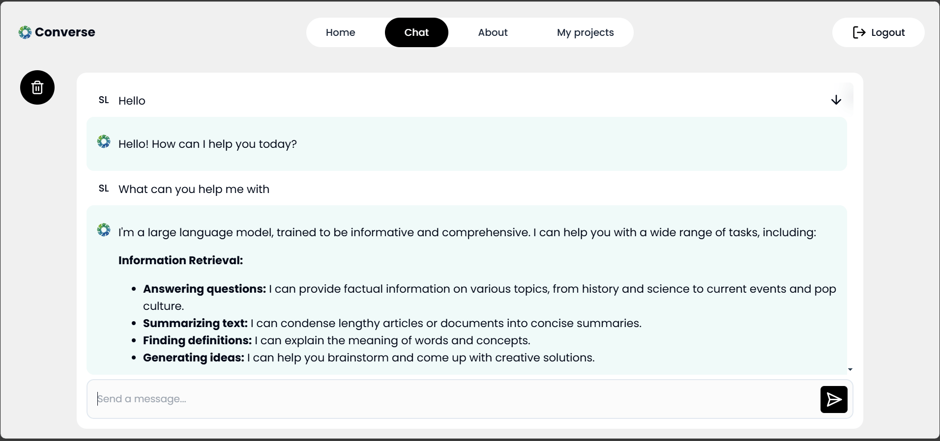 Converse AI Chatbot with Gemini API