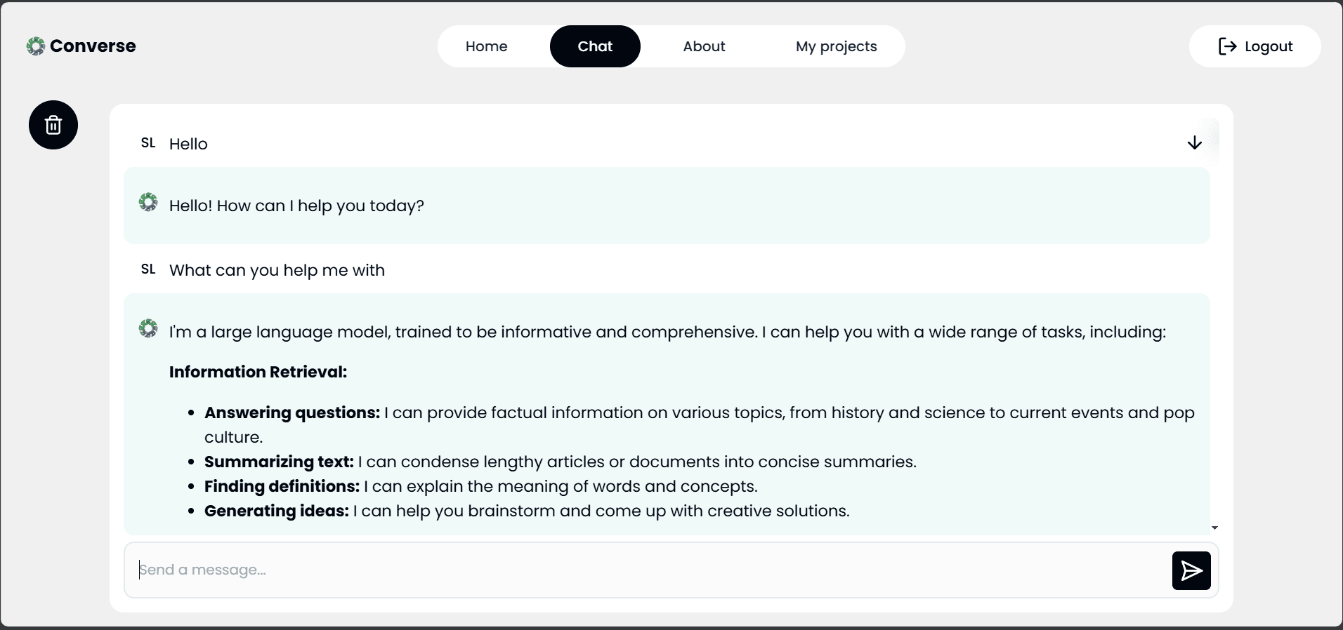 Converse AI Chatbot with Gemini API