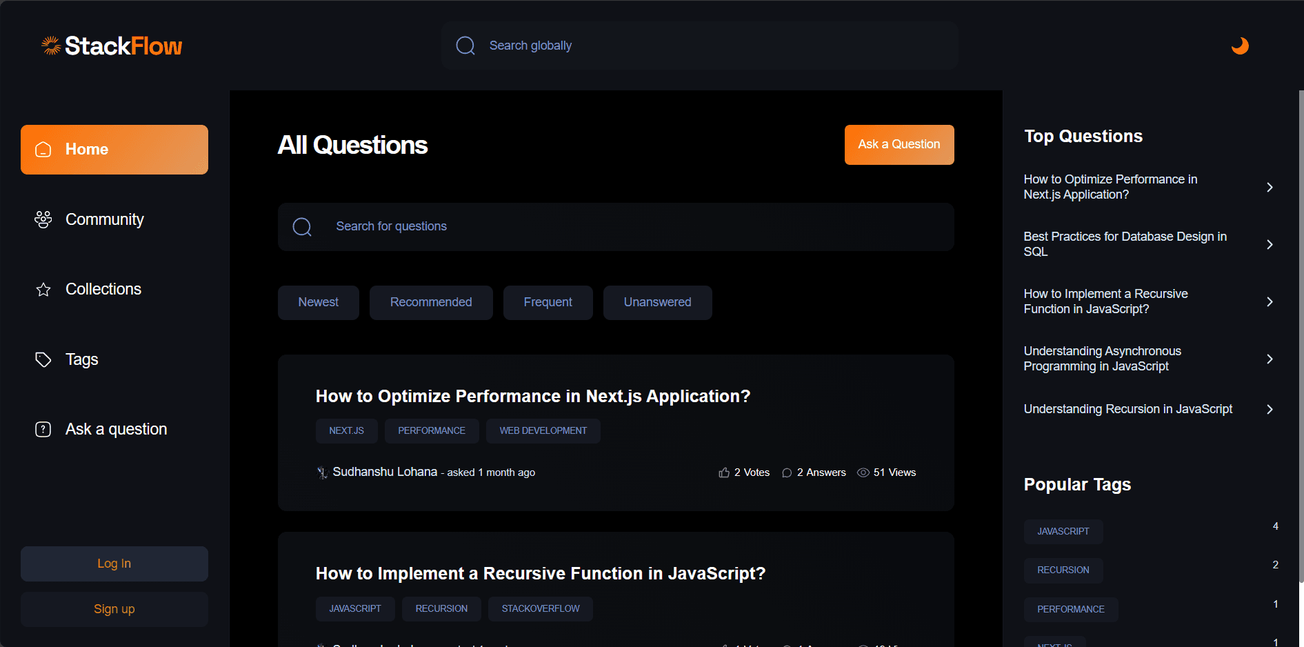 Stack Flow - Stack Overflow Clone